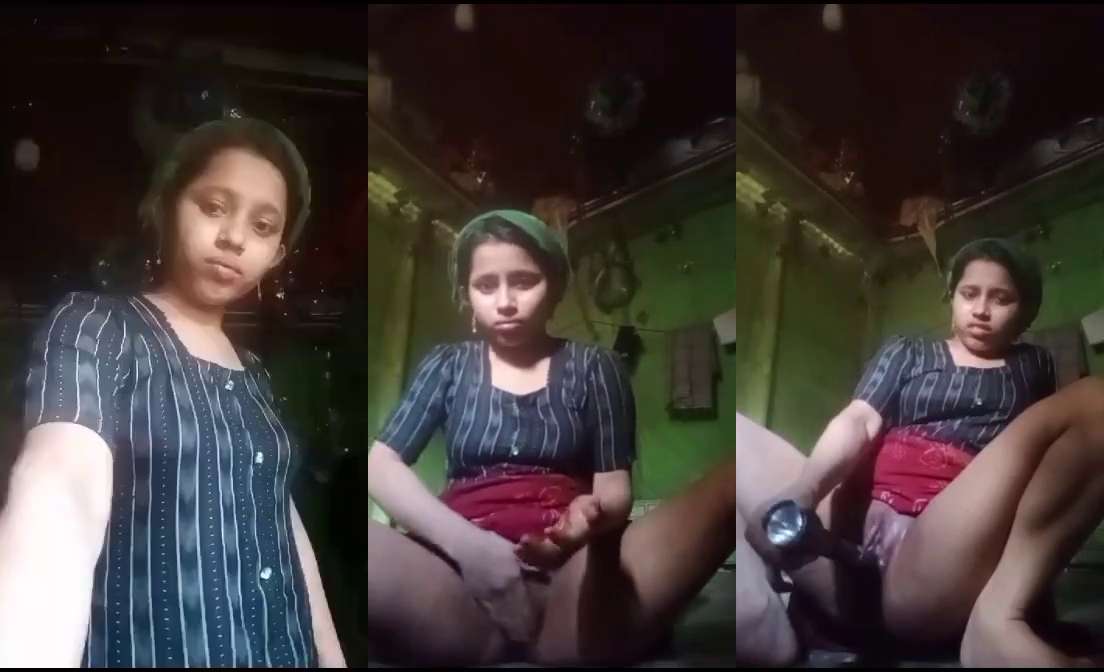 Sexy Innocent Girl Masturbating with Torch Light Video